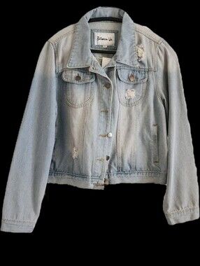 Between Us Light Blue Distressed Denim Jacket - Women